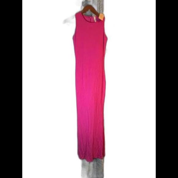 NWT Pink Popilush Shapewear Modal Crew Neck Slimming Maxi Dress, Size Large - Picture 4 of 9